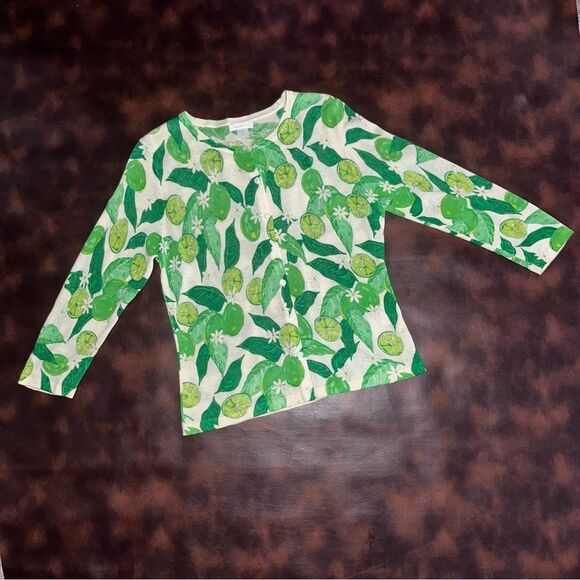 Garnet Hill Merino Wool Limes Cardigan Button Down EUC Long Sleeve Green SZ Med - Picture 3 of 8